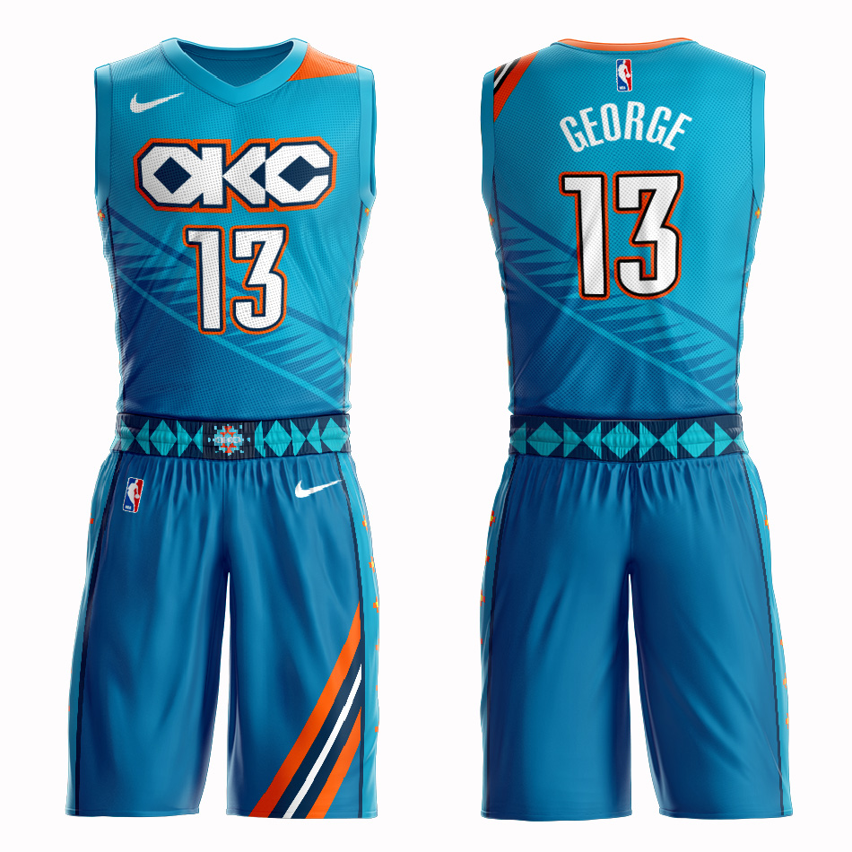 Customized 2019 Men Oklahoma City Thunder 13 George blue NBA Nike jersey